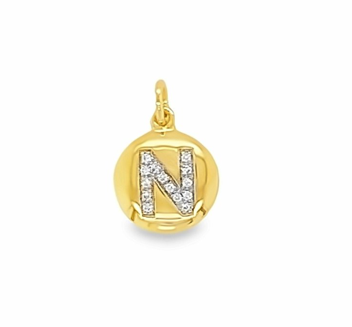 Solid Gold and Diamond Initial Pendant - Caesar Loves Ava