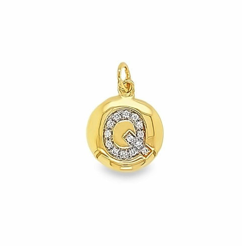 Solid Gold and Diamond Initial Pendant - Caesar Loves Ava