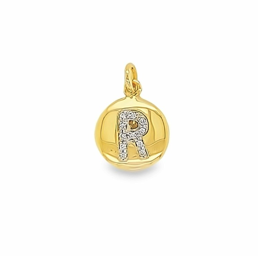 Solid Gold and Diamond Initial Pendant - Caesar Loves Ava