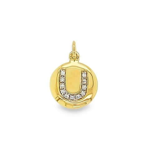Solid Gold and Diamond Initial Pendant - Caesar Loves Ava