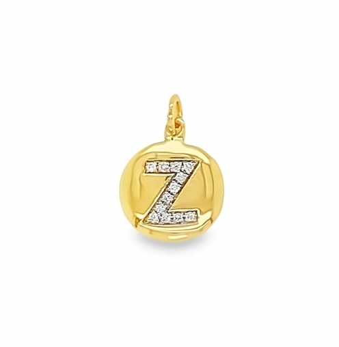 Solid Gold and Diamond Initial Pendant - Caesar Loves Ava