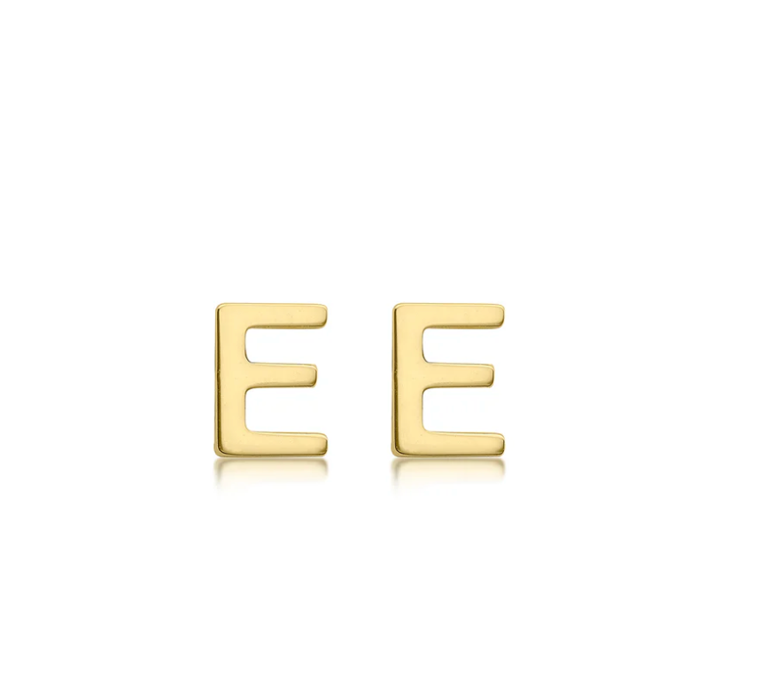 Cherie Solid Yellow Gold Initial Stud Earrings