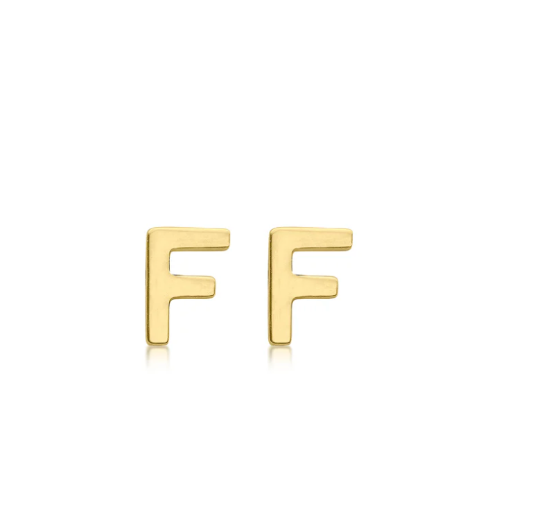 Cherie Solid Yellow Gold Initial Stud Earrings