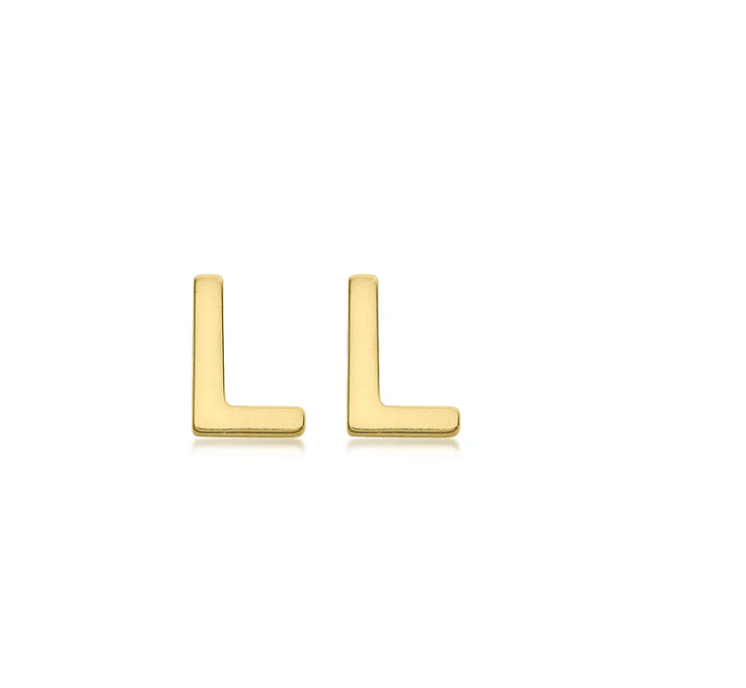 Cherie Solid Yellow Gold Initial Stud Earrings