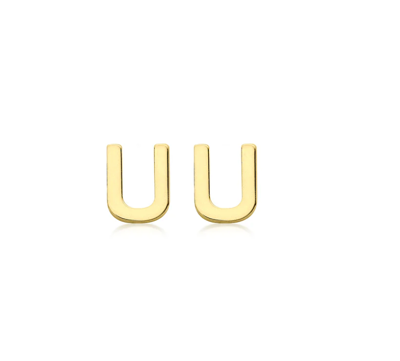Cherie Solid Yellow Gold Initial Stud Earrings