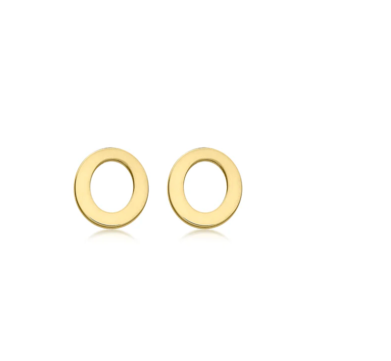 Cherie Solid Yellow Gold Initial Stud Earrings