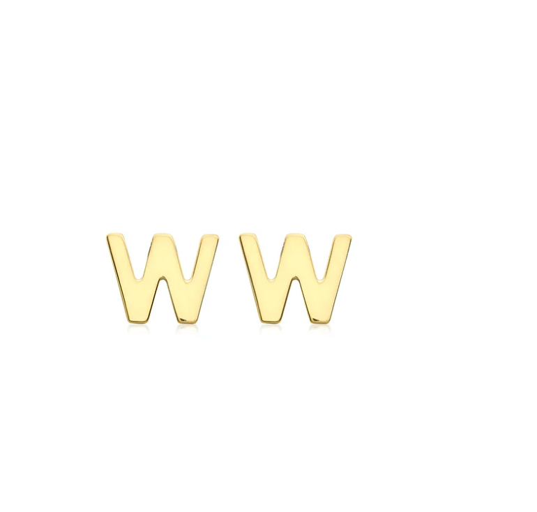 Cherie Solid Yellow Gold Initial Stud Earrings