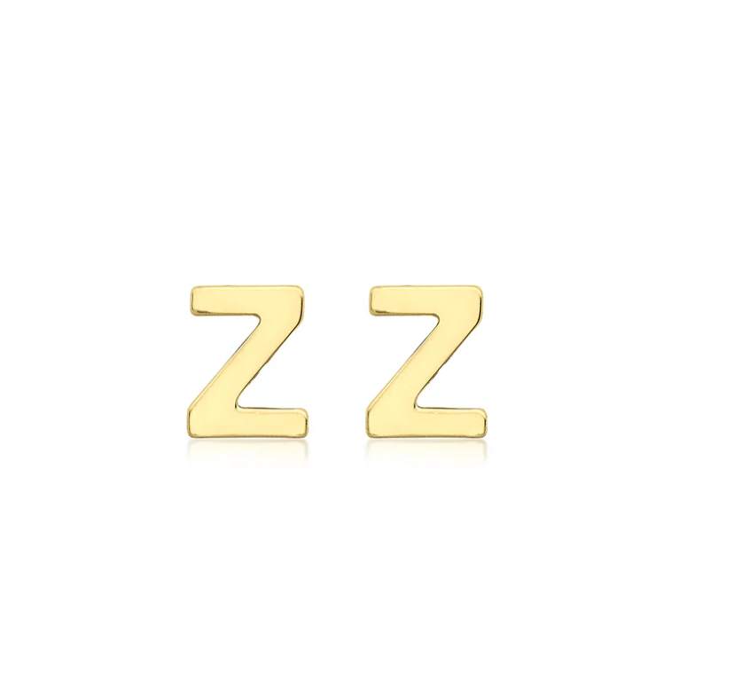 Cherie Solid Yellow Gold Initial Stud Earrings