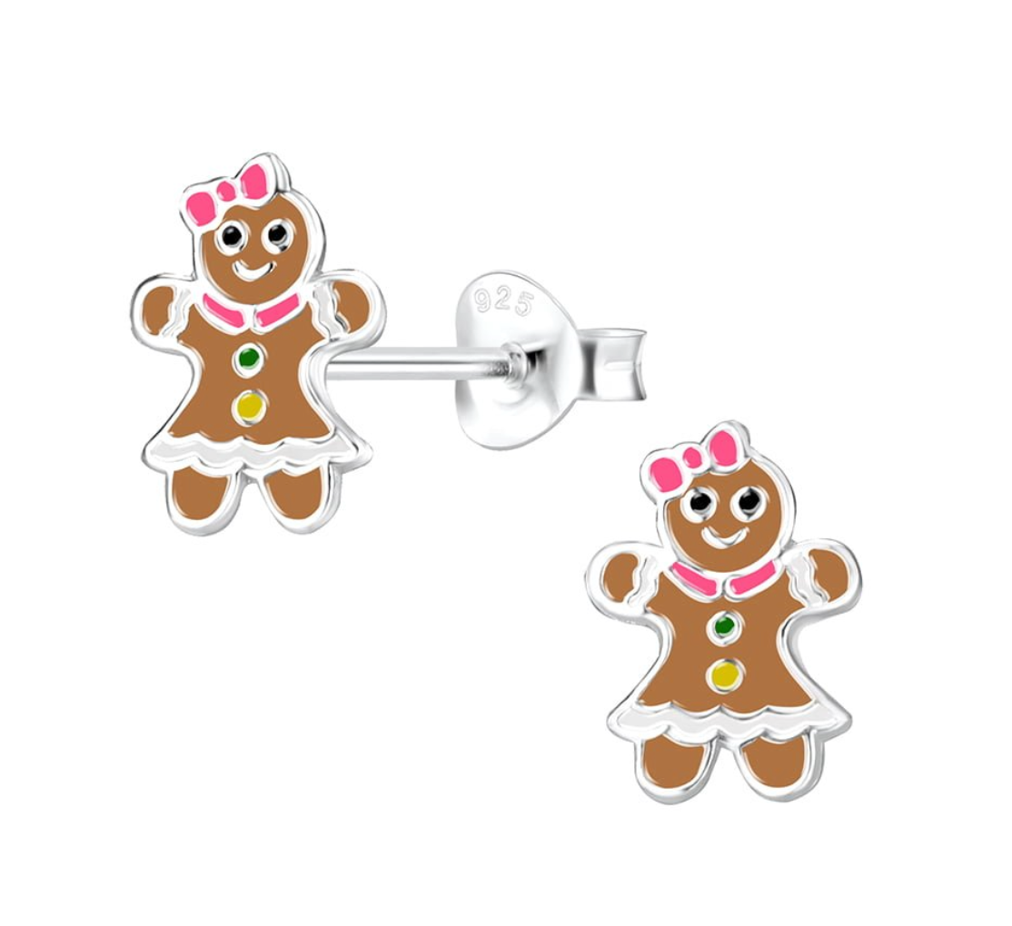 Gingerbread Woman Christmas Stud Earrings