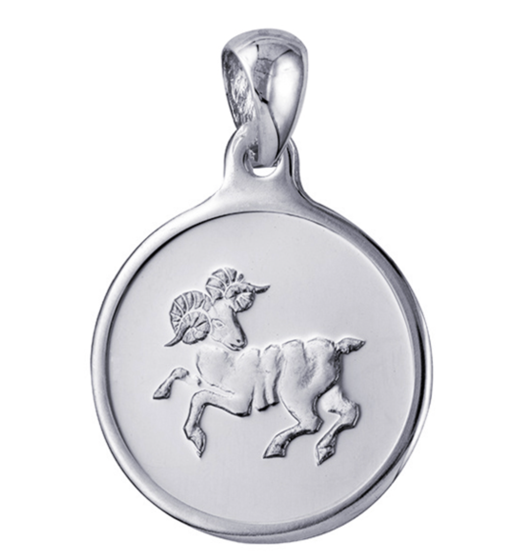 Round Cut Out Zodiac Pendants - Sterling Silver