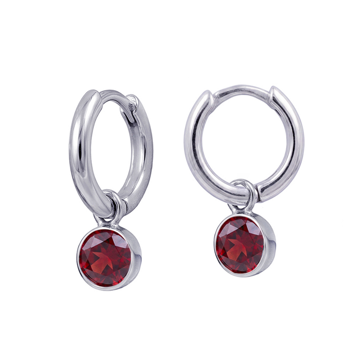 Sterling Silver Bezel Set Birthstone Drop Earrings