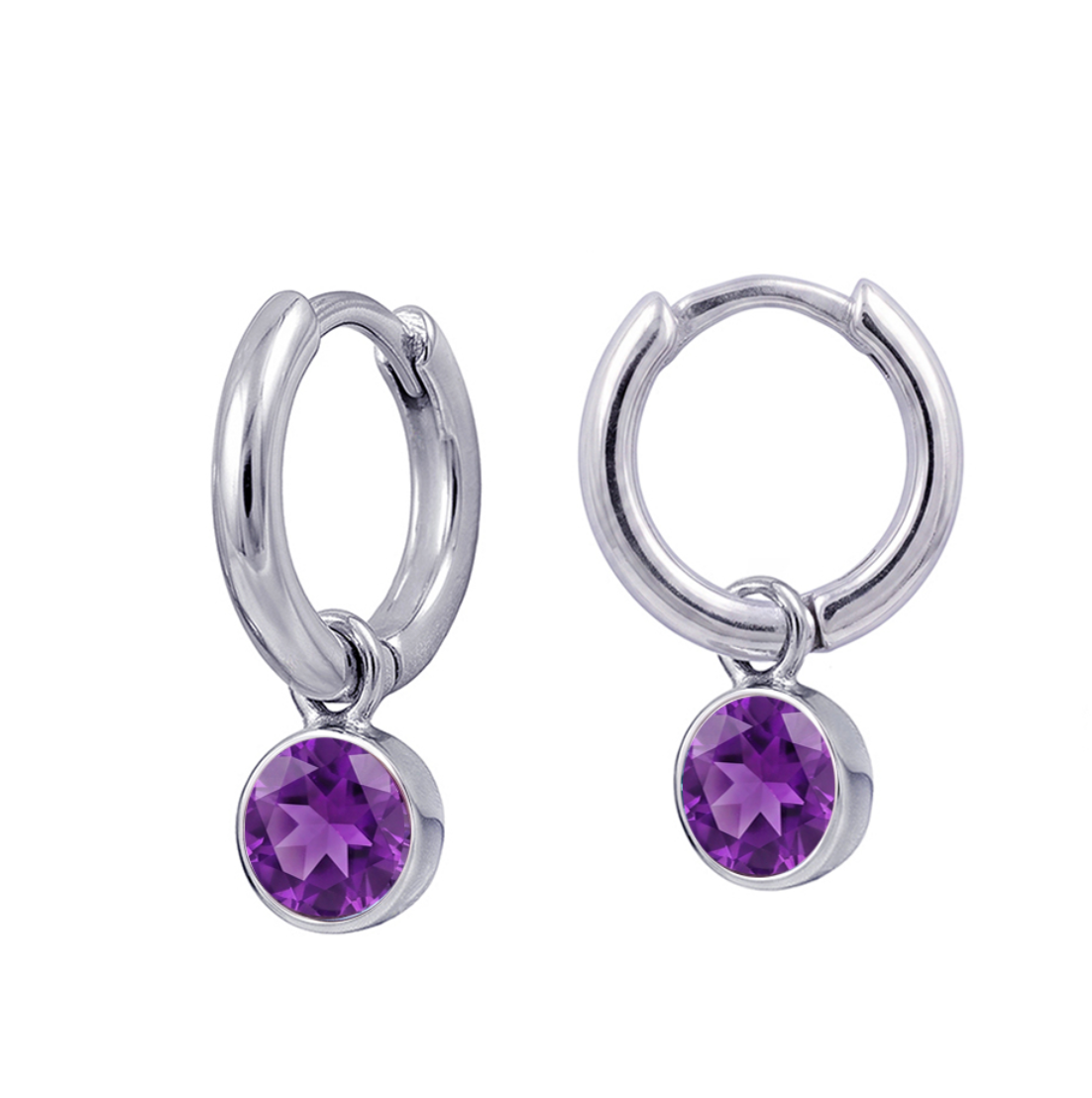 Sterling Silver Bezel Set Birthstone Drop Earrings