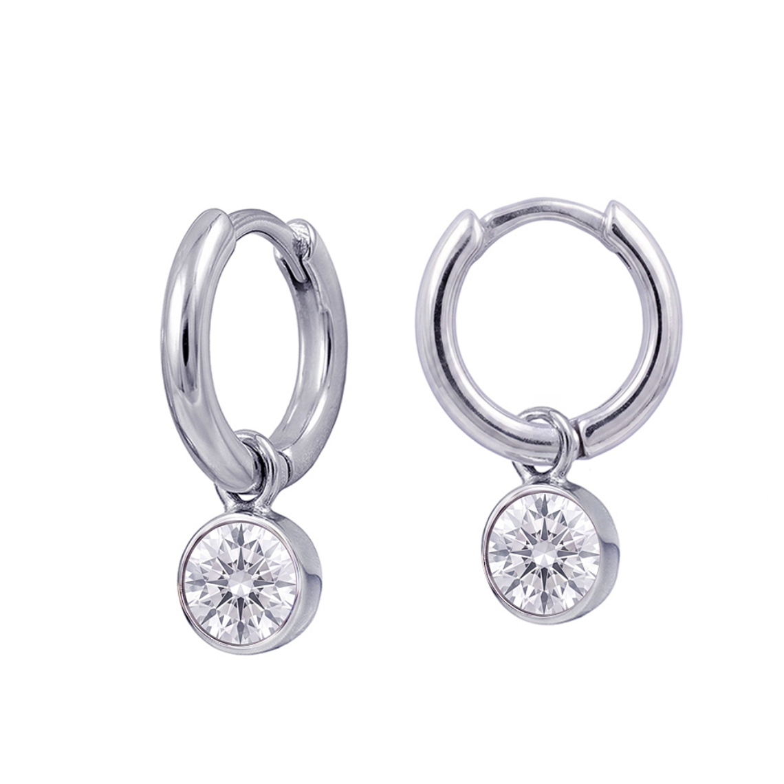 Sterling Silver Bezel Set Birthstone Drop Earrings