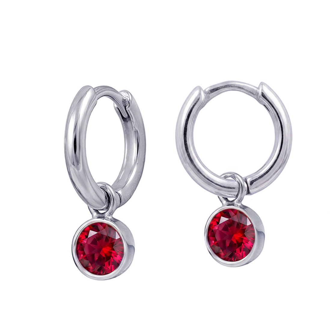 Sterling Silver Bezel Set Birthstone Drop Earrings