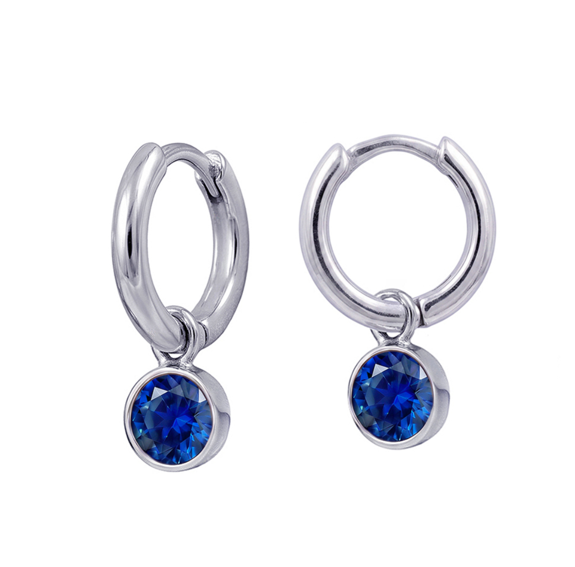 Sterling Silver Bezel Set Birthstone Drop Earrings