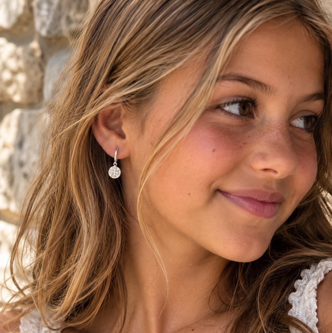 Seren Sterling Silver Star Disc Drop Earrings