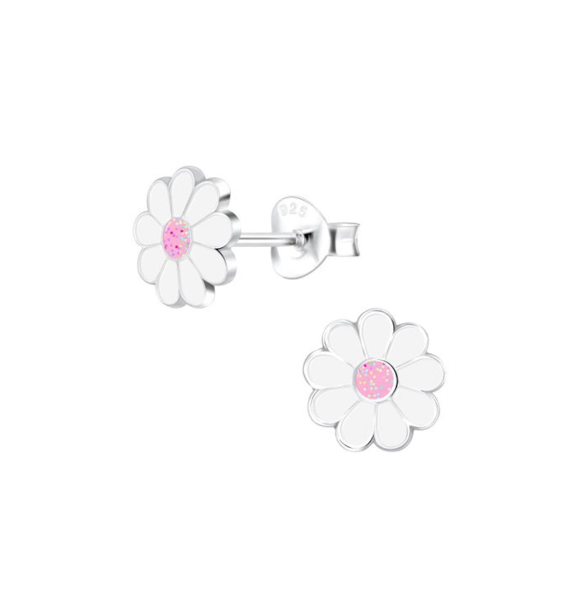 Dora Sterling Silver and Enamel Glittered Floral Studs - Caesar Loves Ava