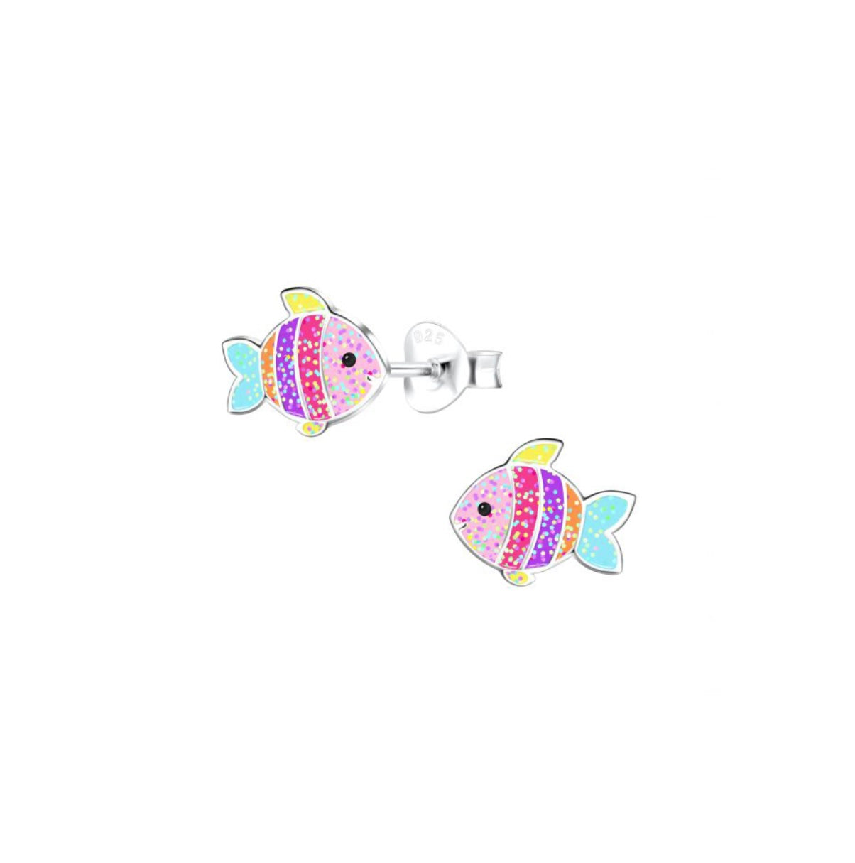 Freya Sterling Silver and Enamel Glitter Fish Studs - Caesar Loves Ava