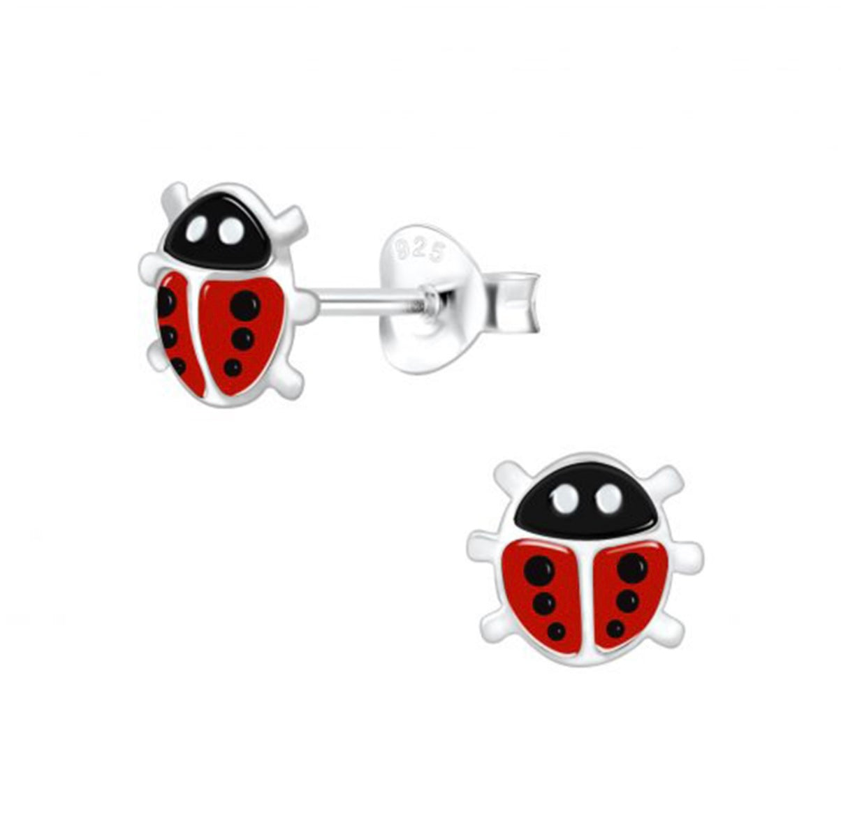 Lyla Sterling Silver and Enamel Lady Beetle Studs - Caesar Loves Ava