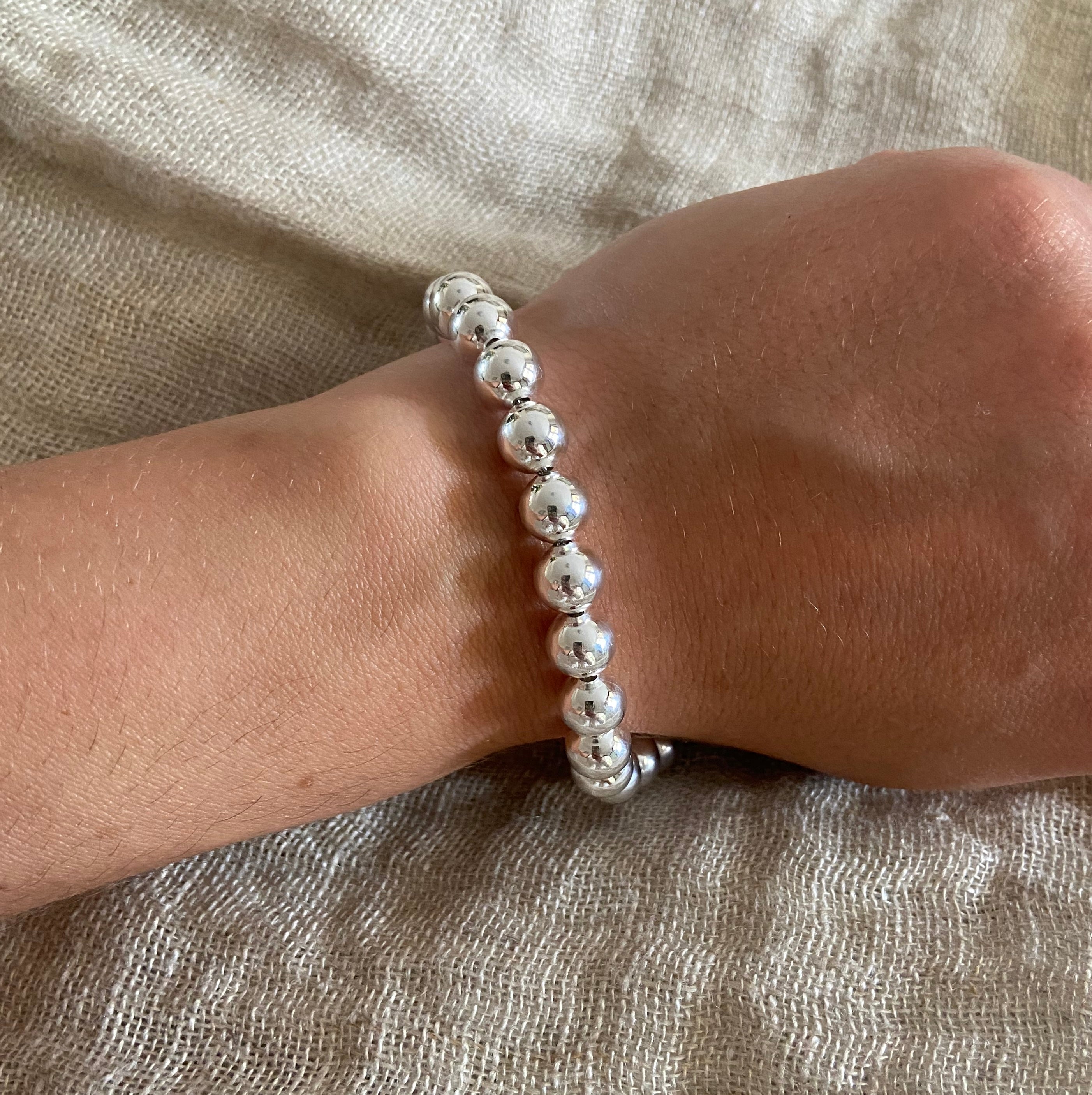 Alba Sterling Silver 8mm Ball Bracelet - Caesar Loves Ava