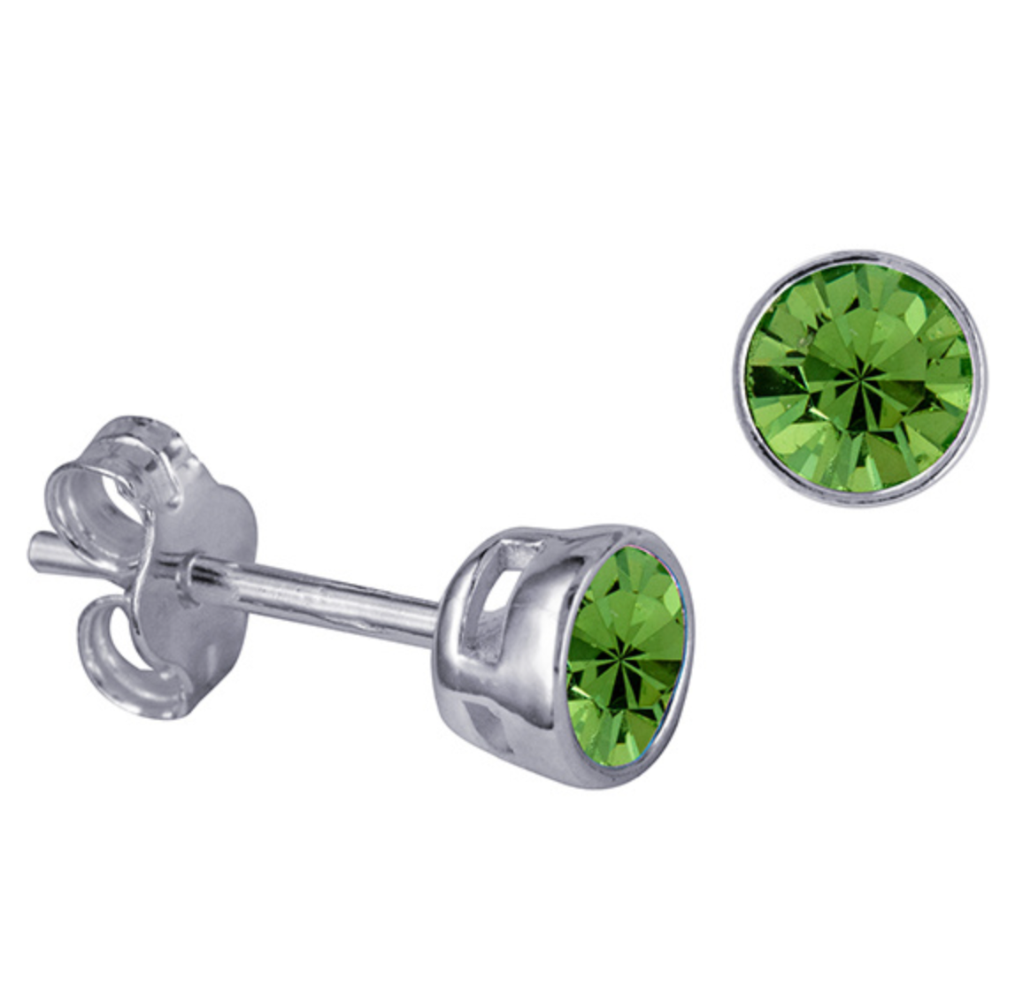 Sterling Silver Bezel Set 4mm Birthstone Stud Earrings - Caesar Loves Ava