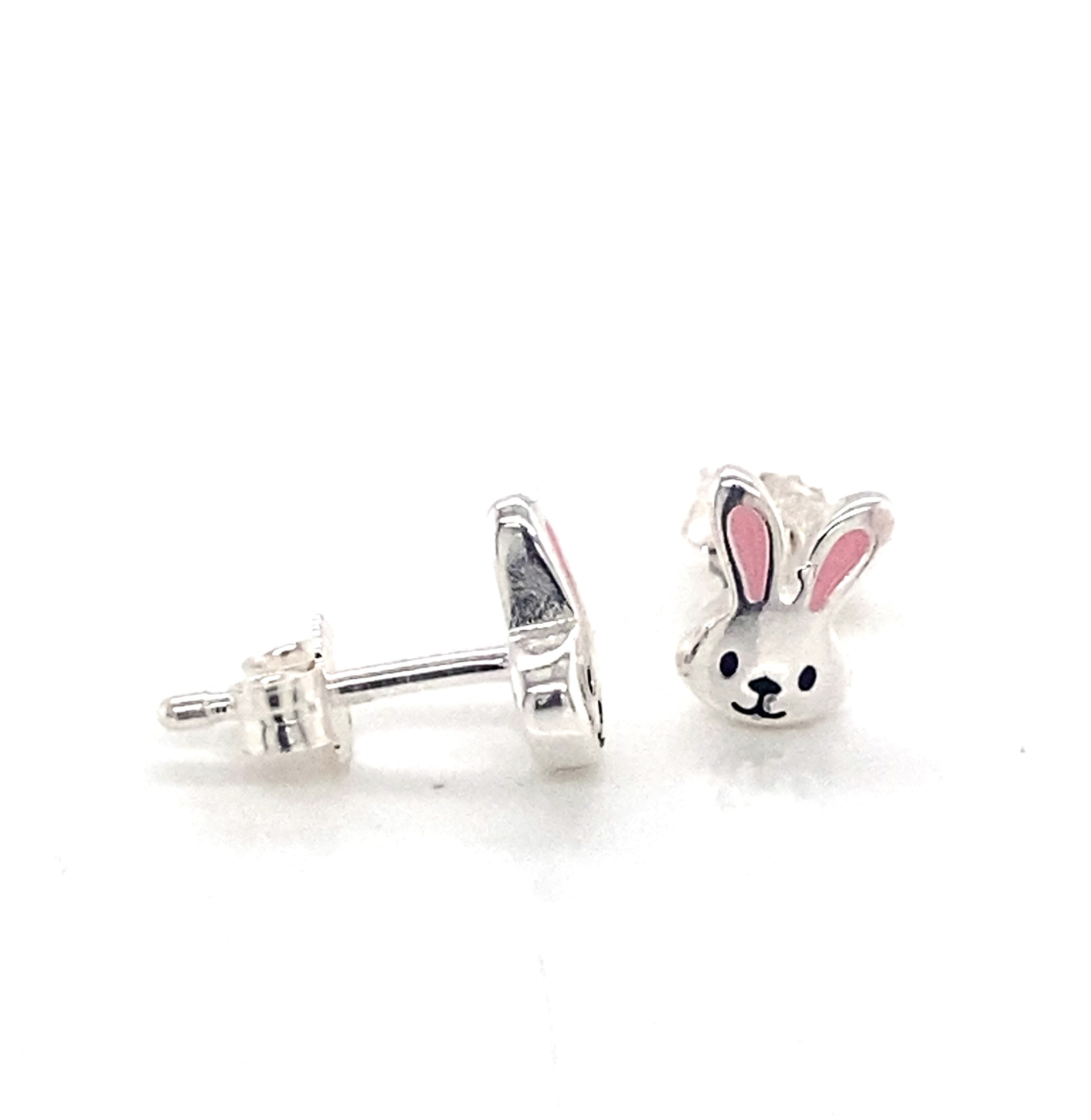 Bailee Sterling Silver and Enamel Bunny Studs - Caesar Loves Ava