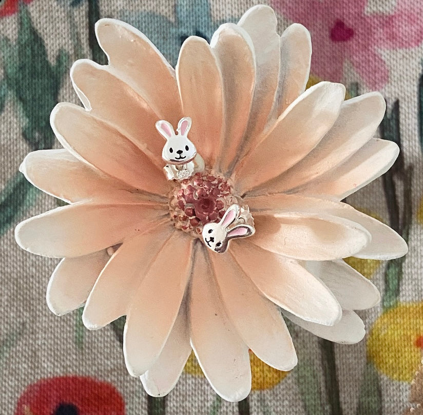 Bailee Sterling Silver and Enamel Bunny Studs - Caesar Loves Ava