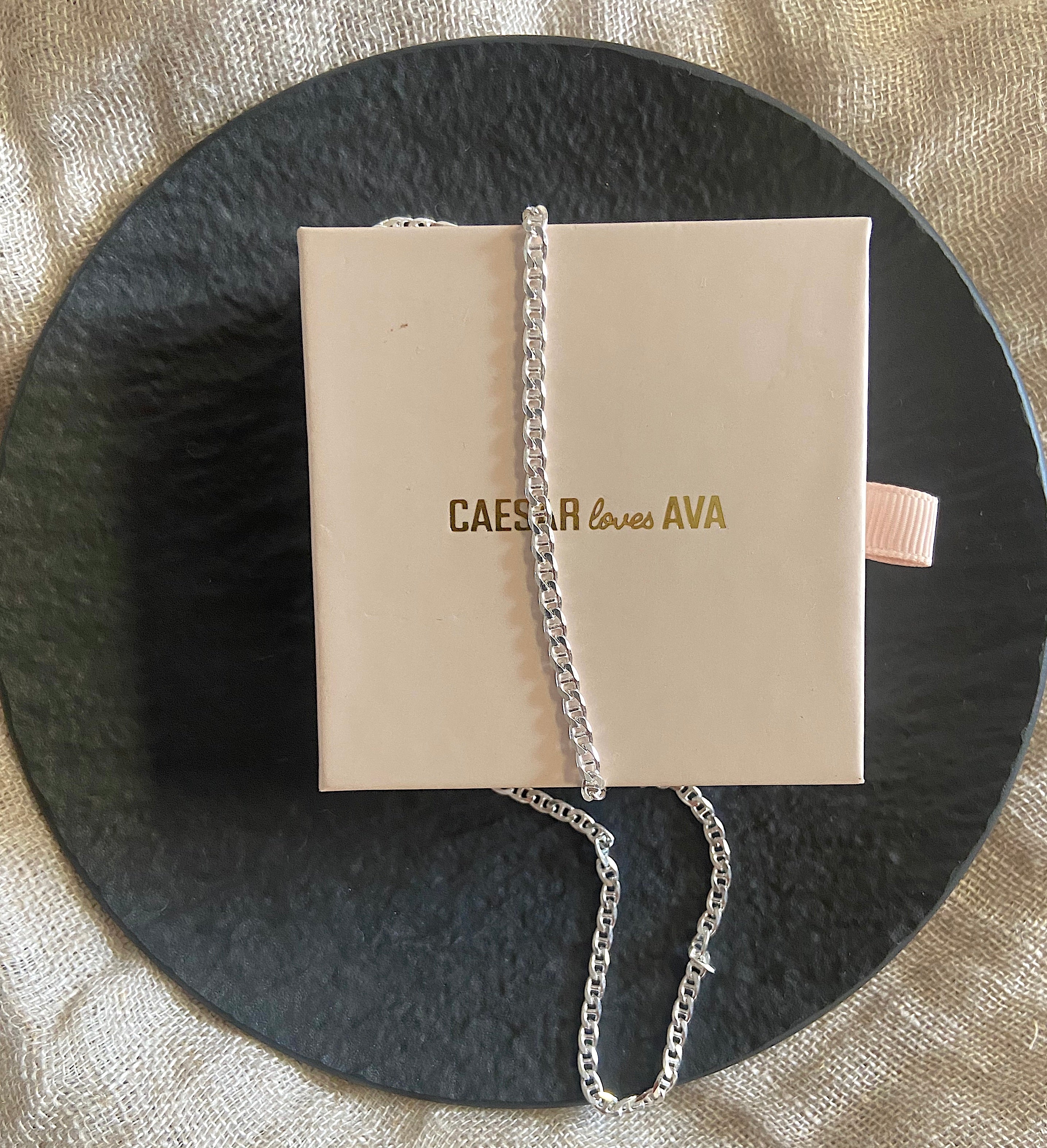 Sterling Silver Bevelled Diamond Cut Chain - 45cm - Caesar Loves Ava