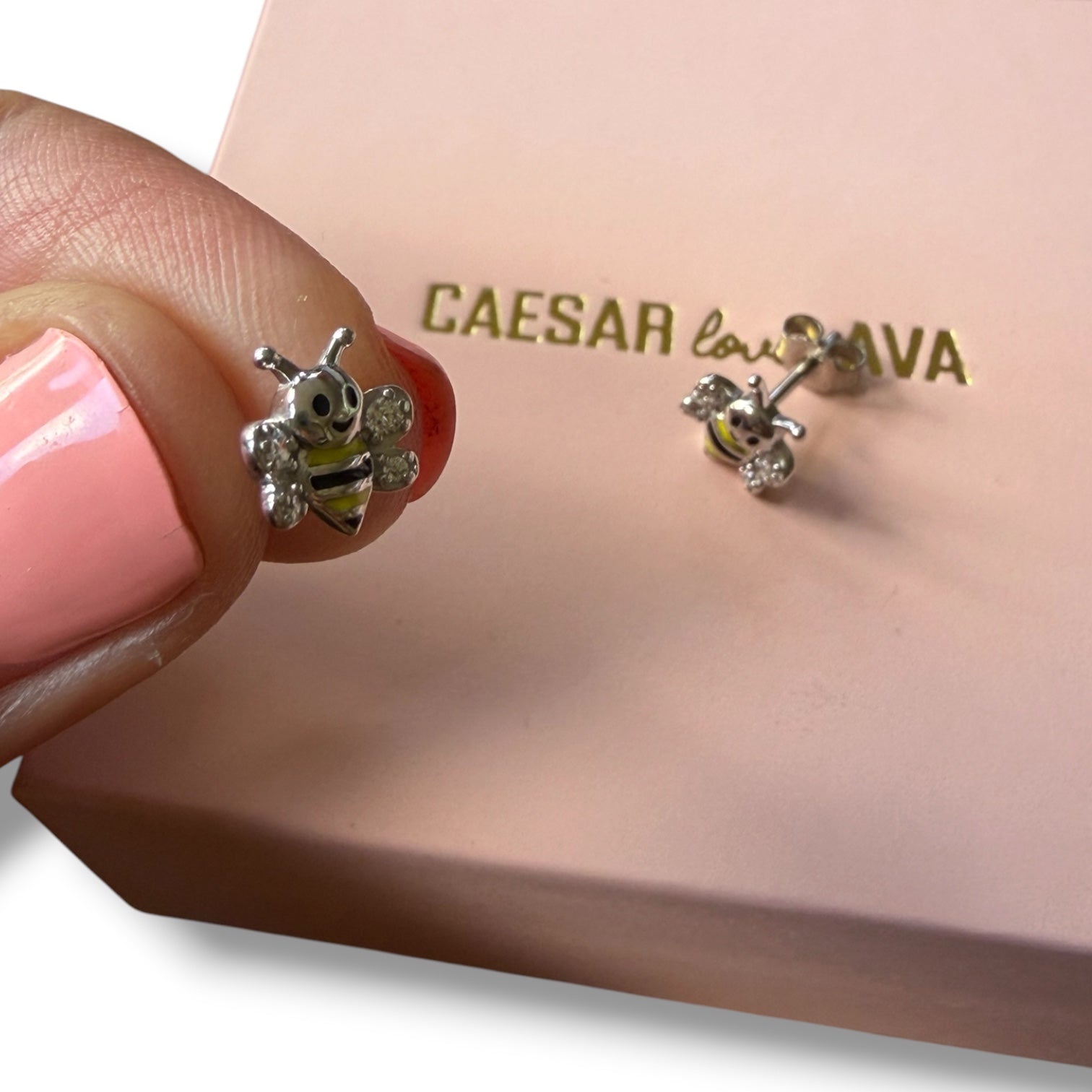 Briar Sterling Silver and Enamel Bee Stud Earrings - Caesar Loves Ava