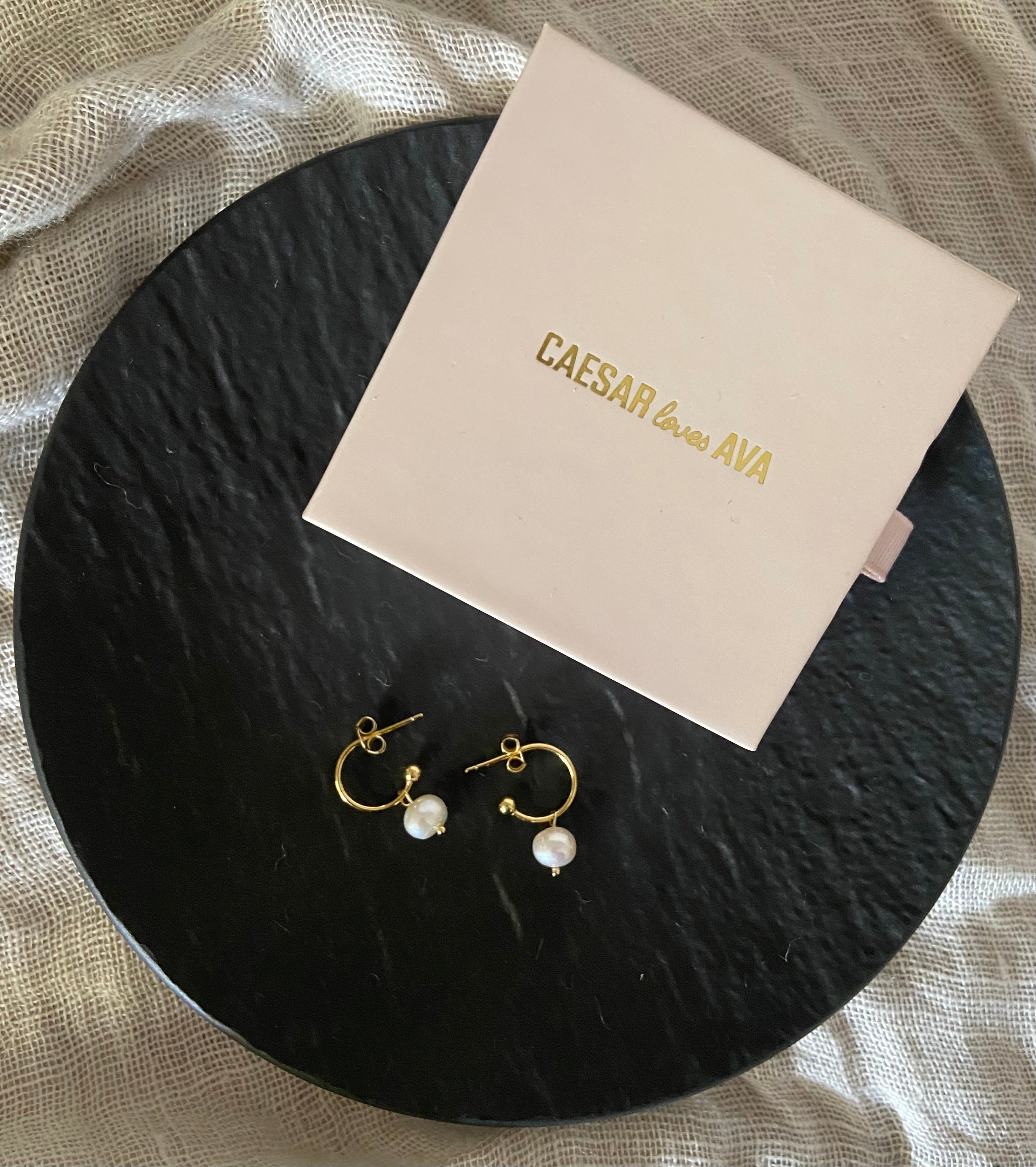 Polly Gold Plated Silver Freshwater Pearl Hoops - Caesar Loves Ava