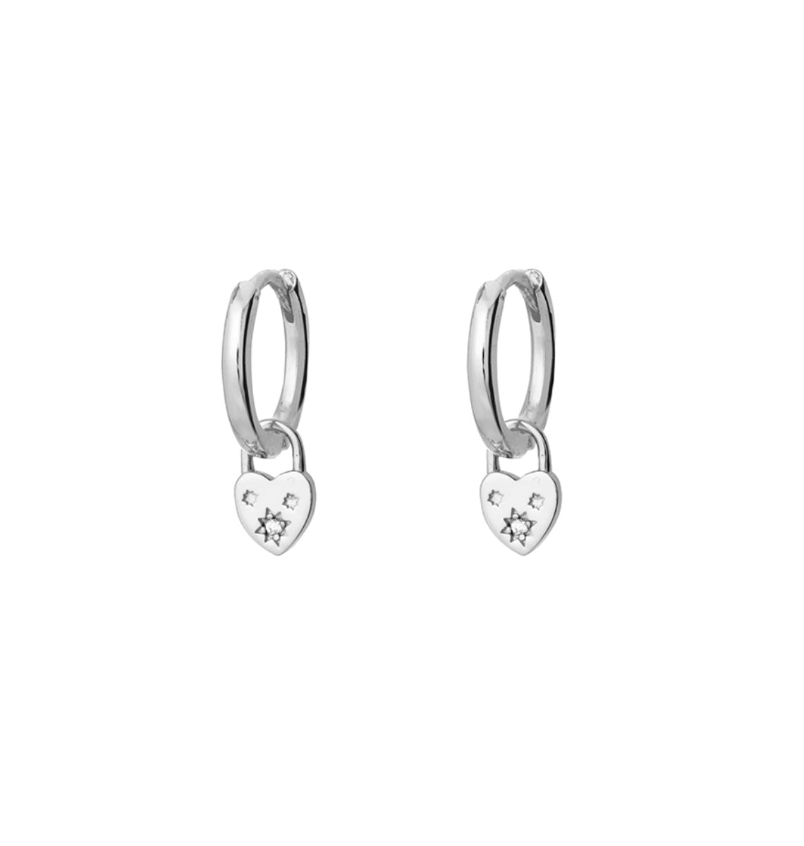 Haley Sterling Silver and Gold Plated Silver Padlock Heart Huggies - Caesar Loves Ava