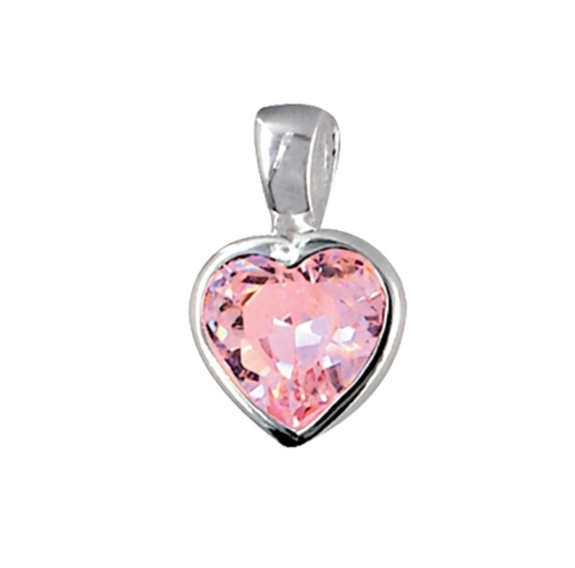 Edie Sterling Silver Sparkling Pink Heart Pendant - Caesar Loves Ava