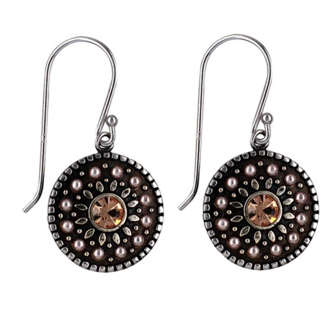 Presley Sterling Silver Hanging Disc Earrings with Pearls - Caesar Loves Ava