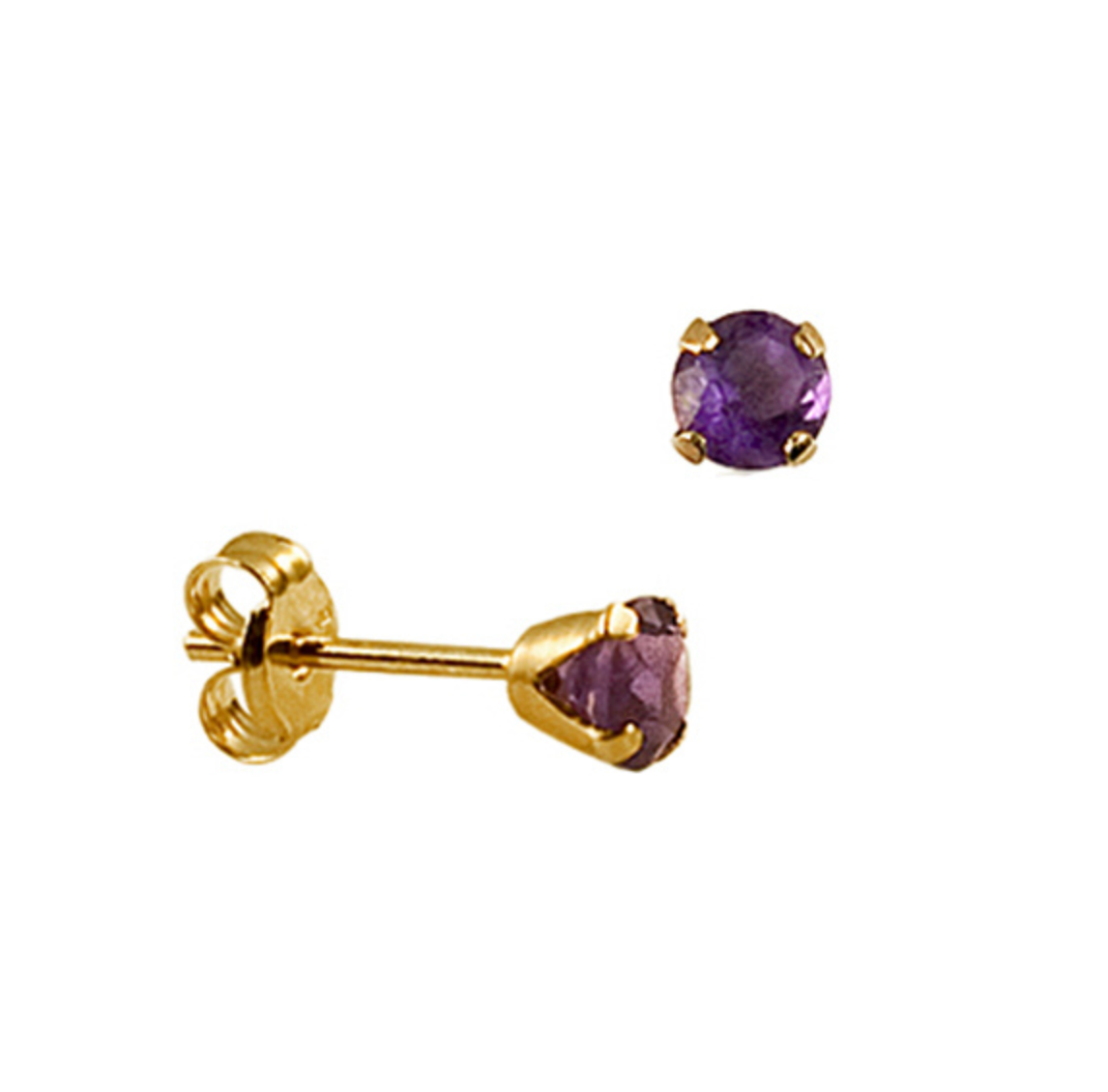 4mm Solid Yellow Gold Birthstone Studs - Caesar Loves Ava