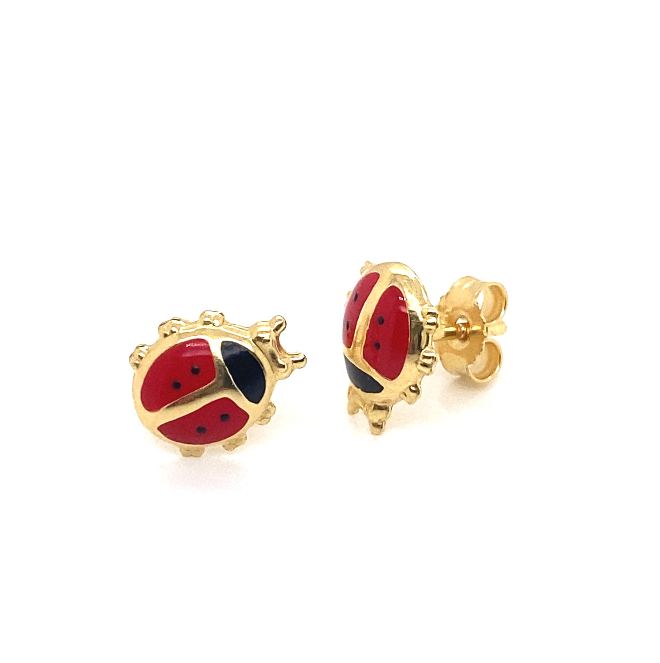 Lana Solid Gold and Enamel Lady Beetle Studs - Caesar Loves Ava