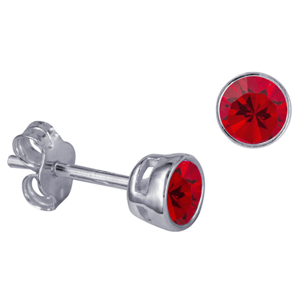 Sterling Silver Bezel Set 4mm Birthstone Stud Earrings - Caesar Loves Ava