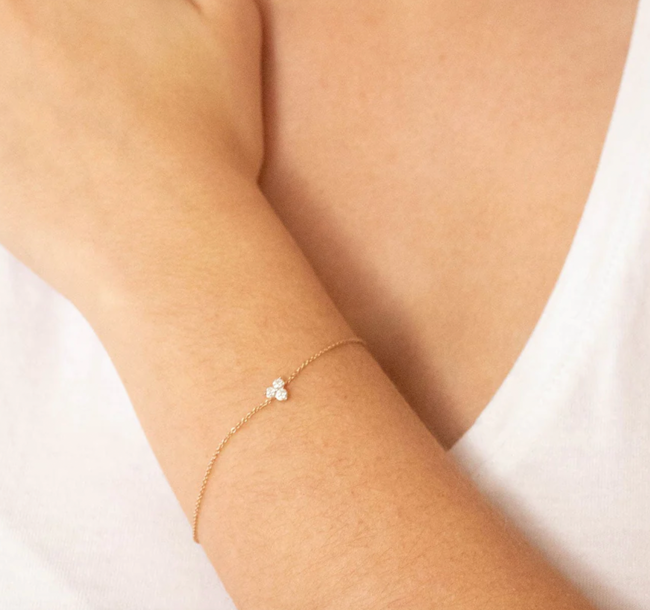 Millie Solid Gold Trio Diamond Bracelet - Caesar Loves Ava