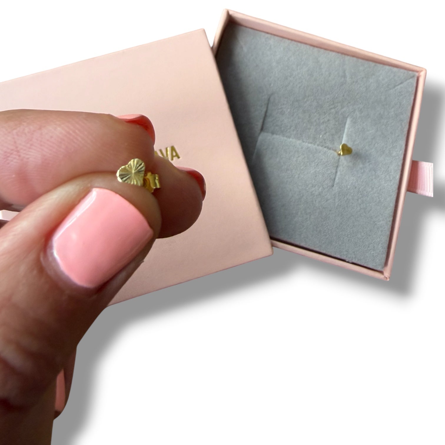 Lunelle Solid Gold Mini Etched Heart Stud