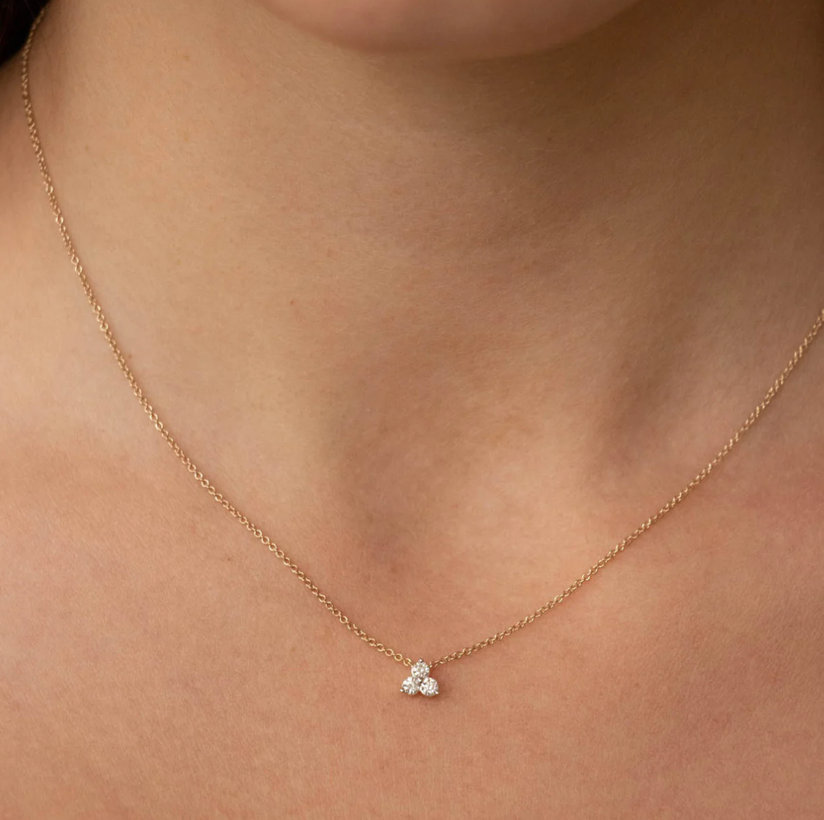 Molly Solid Gold and Trio Diamond Necklace - Caesar Loves Ava