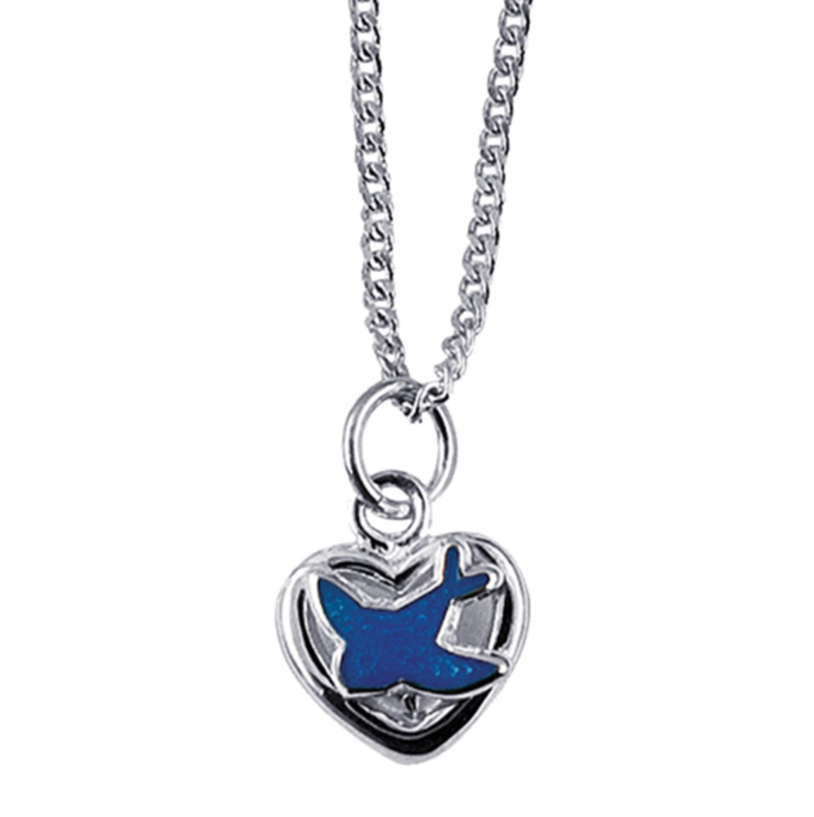 Romi Sterling Silver and Enamel Bluebird of Happiness Heart Pendant - Caesar Loves Ava