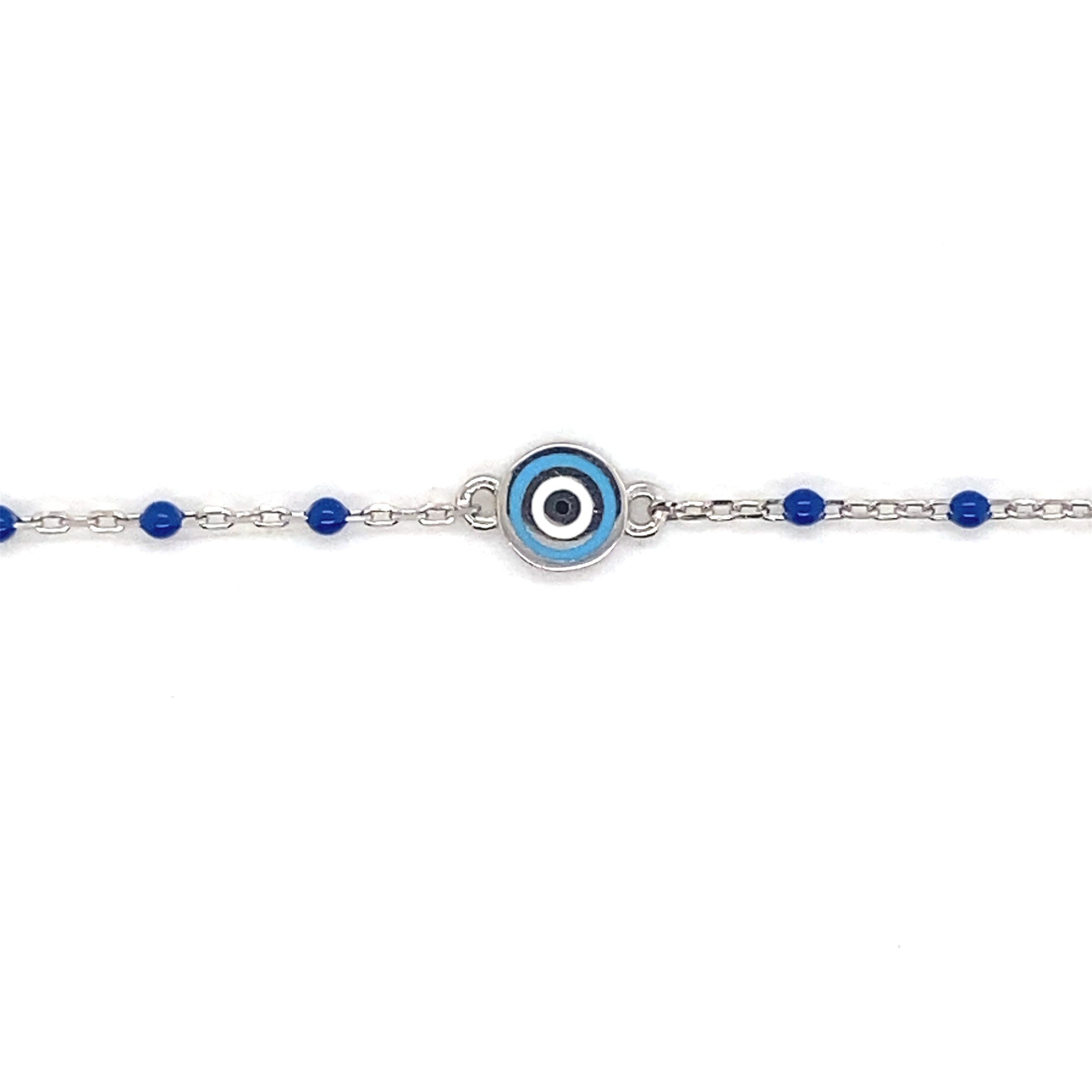 Rania Sterling Silver and Enamel Evil Eye Bracelet - Caesar Loves Ava