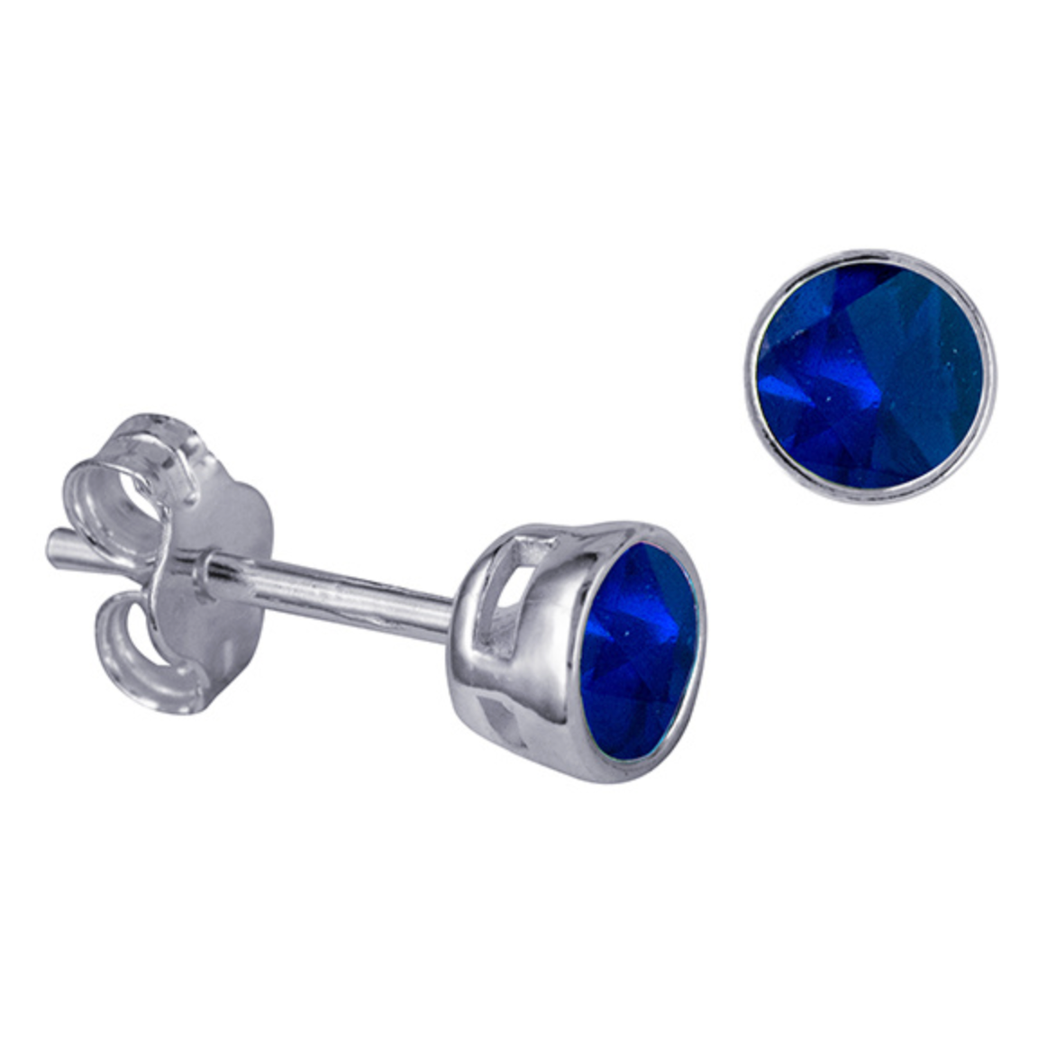 Sterling Silver Bezel Set 4mm Birthstone Stud Earrings - Caesar Loves Ava