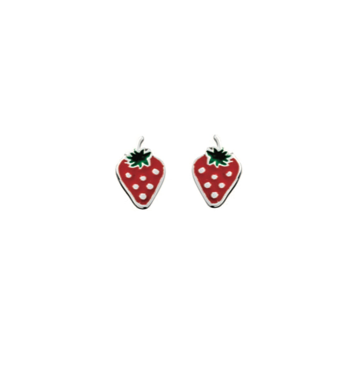 Sienna Sterling Silver and Enamel Strawberry Stud Earrings - Caesar Loves Ava