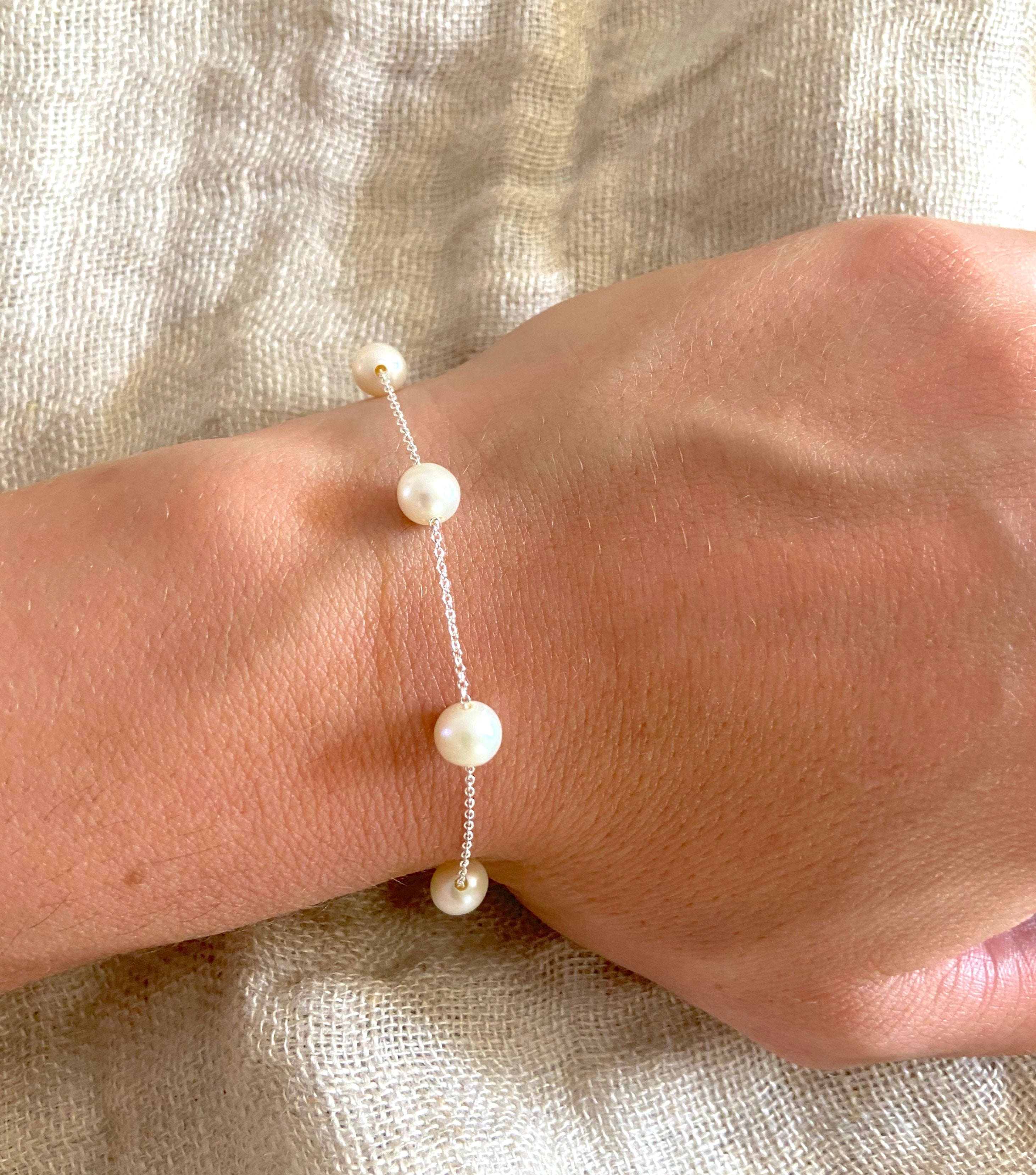 Xanthe Sterling Silver and Freshwater Pearl Bracelet - Caesar Loves Ava