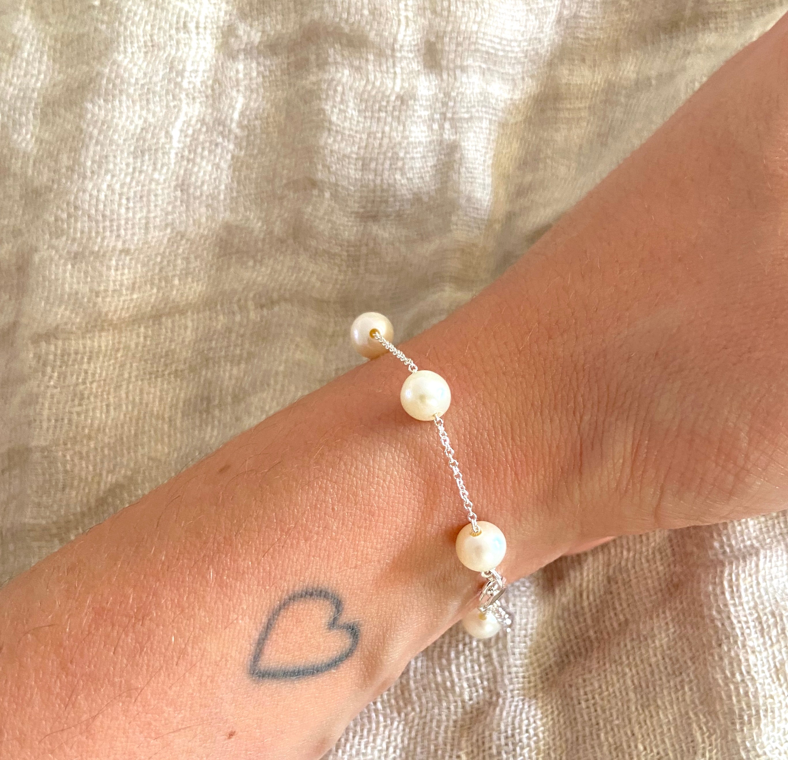 Xanthe Sterling Silver and Freshwater Pearl Bracelet - Caesar Loves Ava