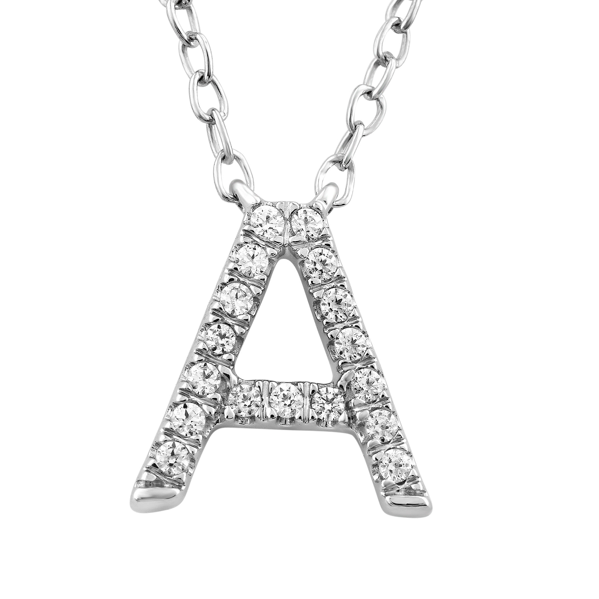 Solid White Gold and Diamond Initial Necklace - Caesar Loves Ava