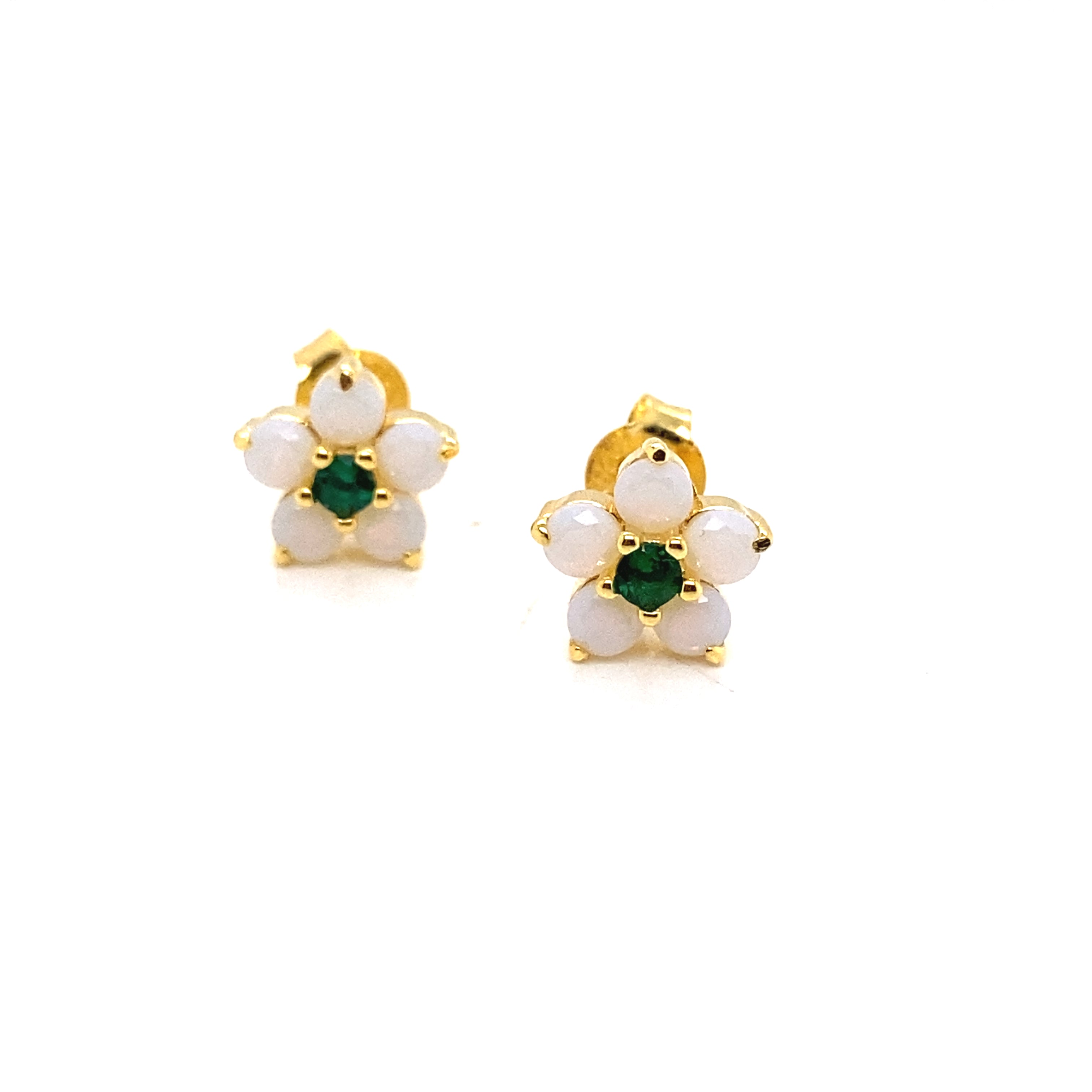 Sanaa Gold Plated Silver and Opalite Flower Stud Earrings - Caesar Loves Ava