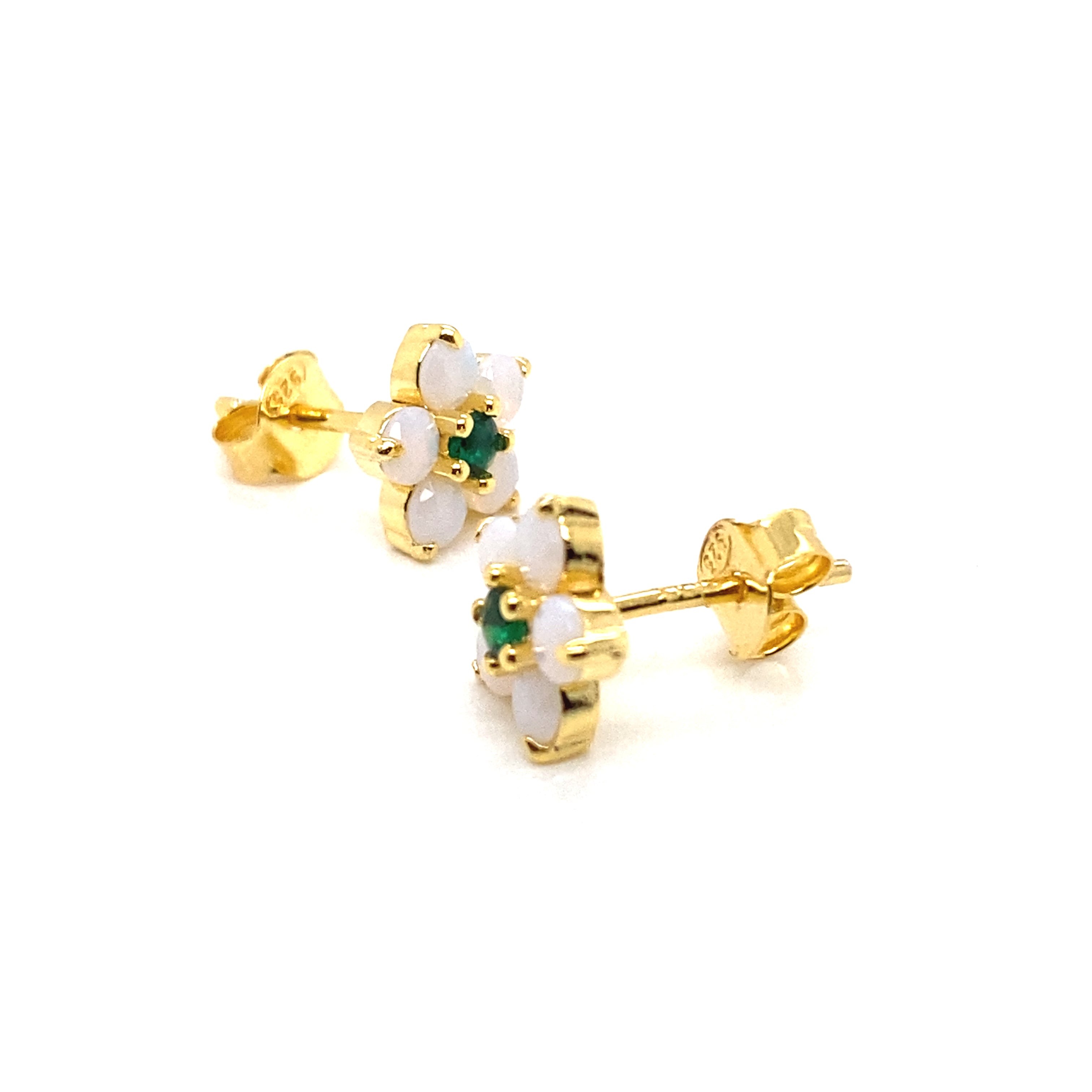 Sanaa Gold Plated Silver and Opalite Flower Stud Earrings - Caesar Loves Ava