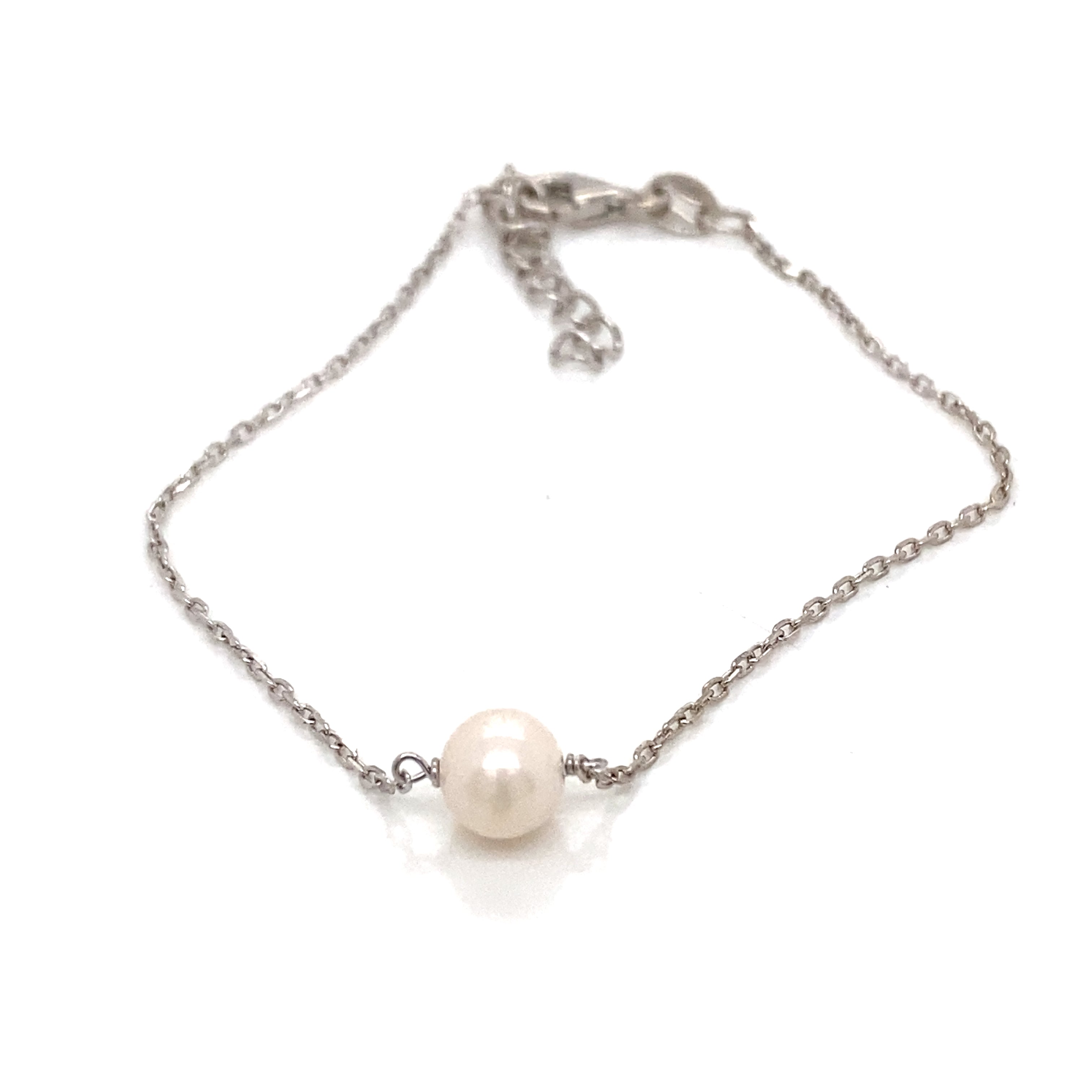 Maeve Sterling Silver and Single Freshwater Pearl Bracelet - Caesar Loves Ava