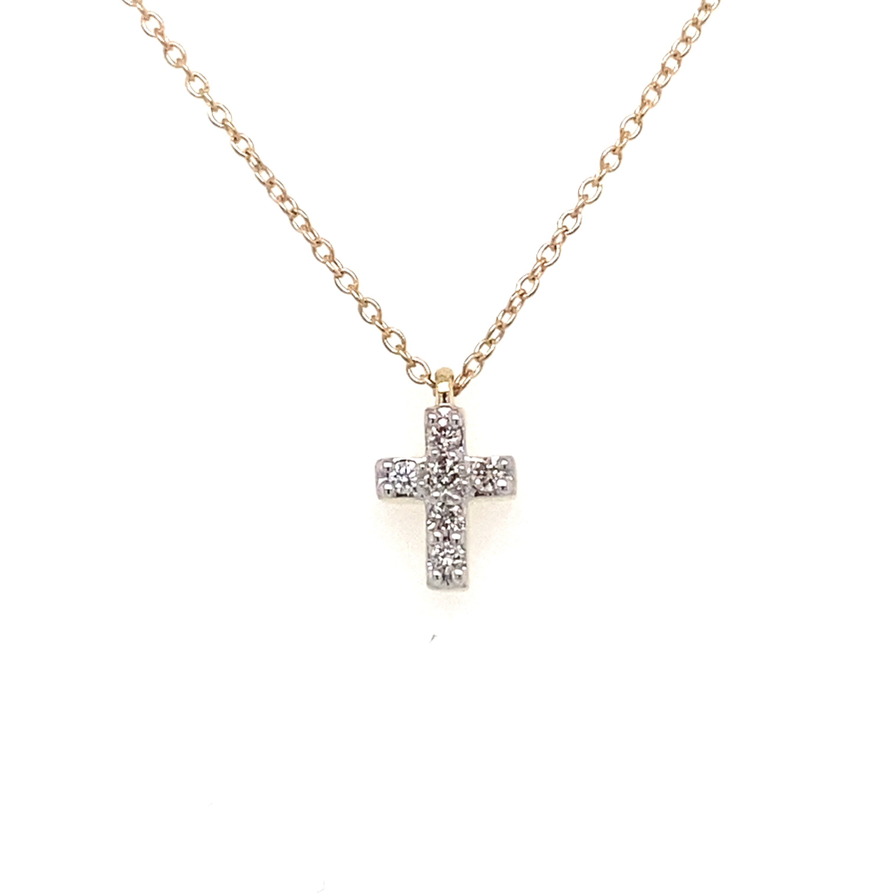 Areli Solid Gold and Diamond Cross Necklace - Caesar Loves Ava
